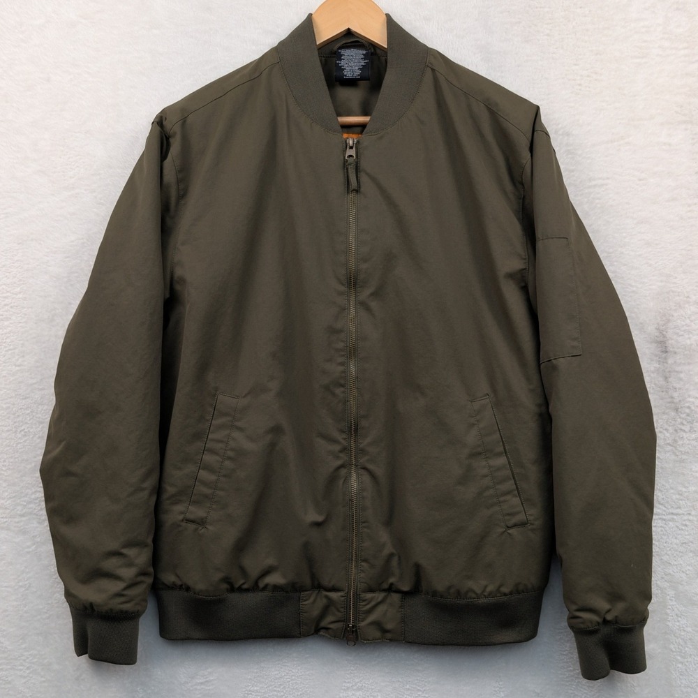 True Classic Bomber Jacket Men's L Olive Green Military Flight Utility Full Zip